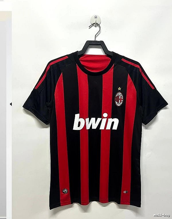 AC Milan Summer Retro soccer jersey Red Black Striped with Bold Graphic