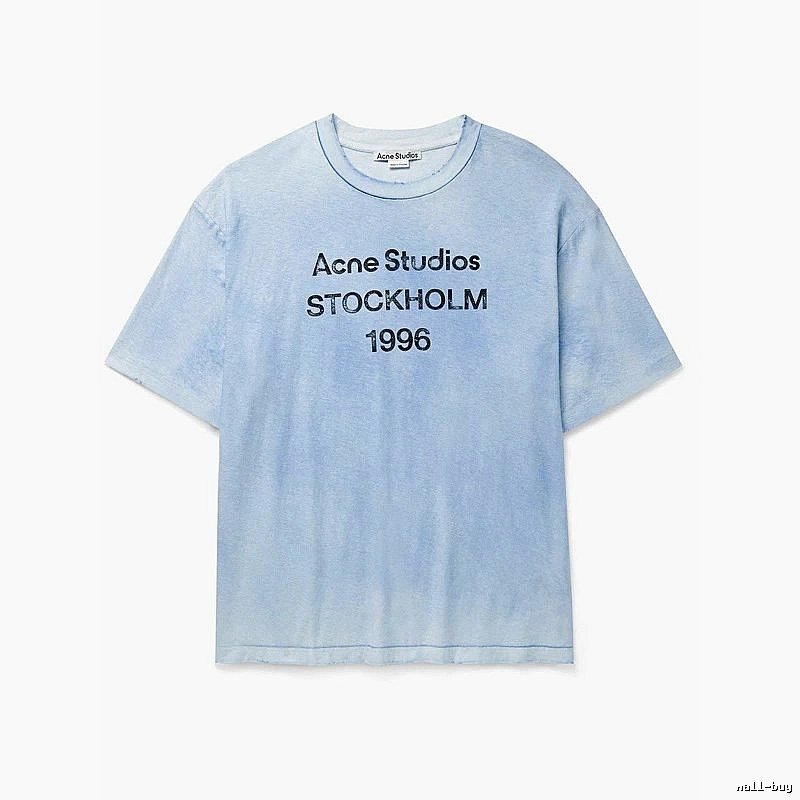 Acne Studios 2090-80 Deep Blue Style Ac908046 Stockholm Logo T-Shirt Casual Layering