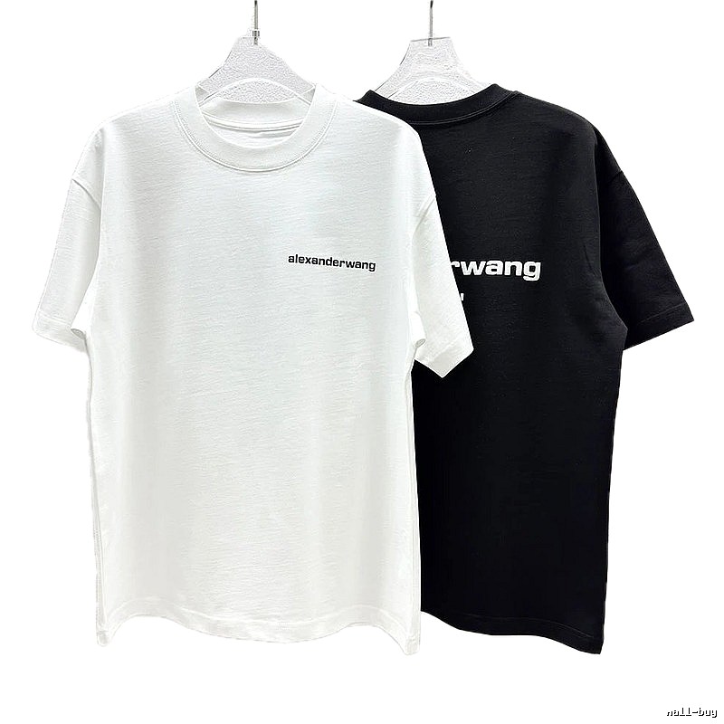 Alexander Wang Minimalist Letter Style Black and White Short Sleeve T-Shirt