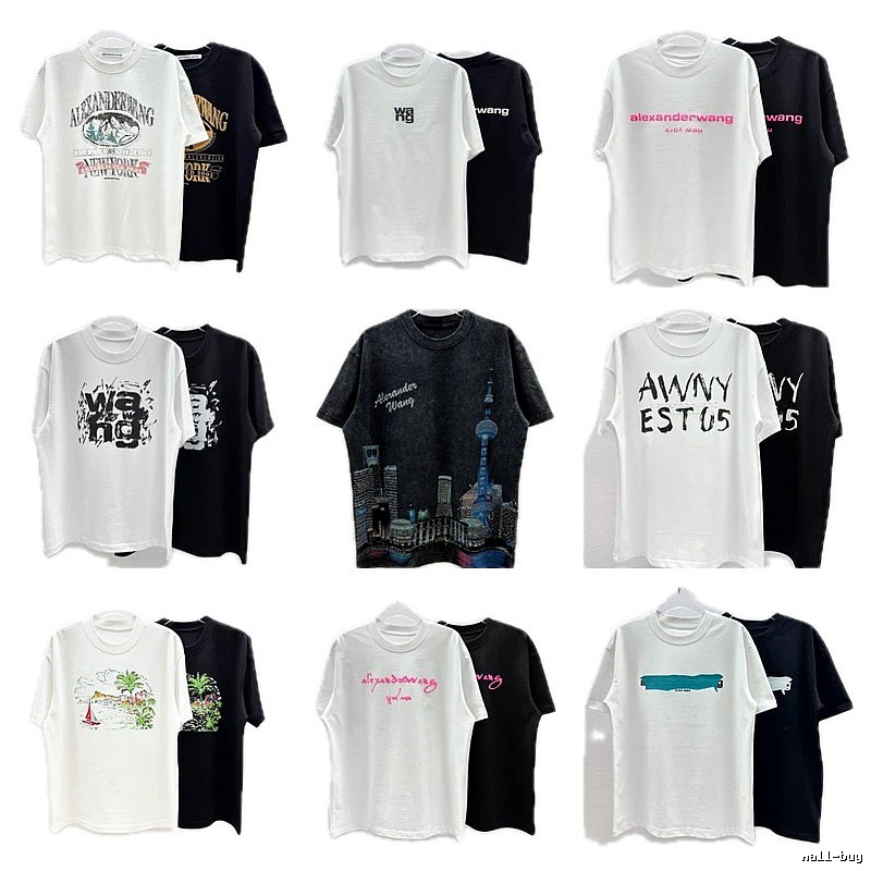Alexander Wang Printed Street-style Black and White T-shirt