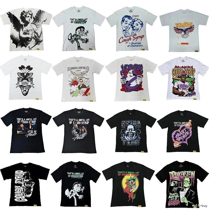 ALOCS Printed American Street Style Multi-color Short-sleeve T-shirt
