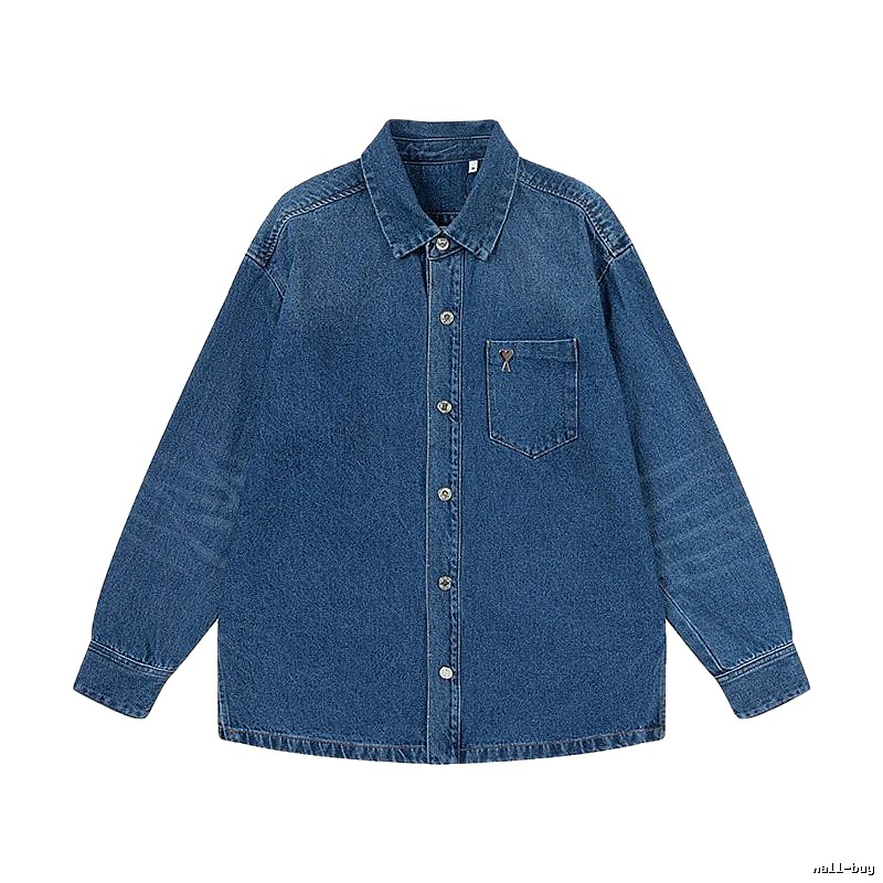 AMI Denim Blue Retro Style Denim Shirt