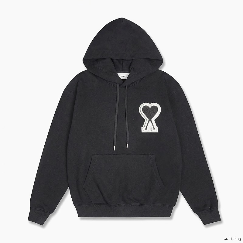 AMI Heart-shaped Pattern Black Hoodie