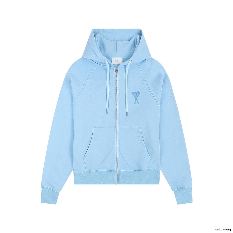 AMI Love Embroidery Light Blue Hoodie