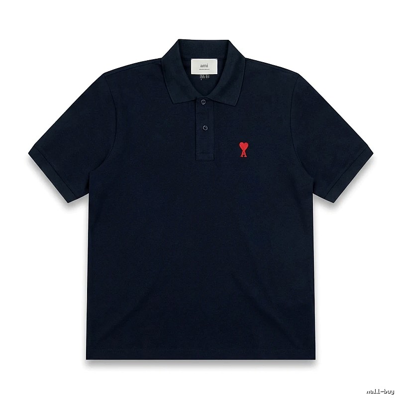 AMI Love Heart Logo Minimalist Style Polo Shirt