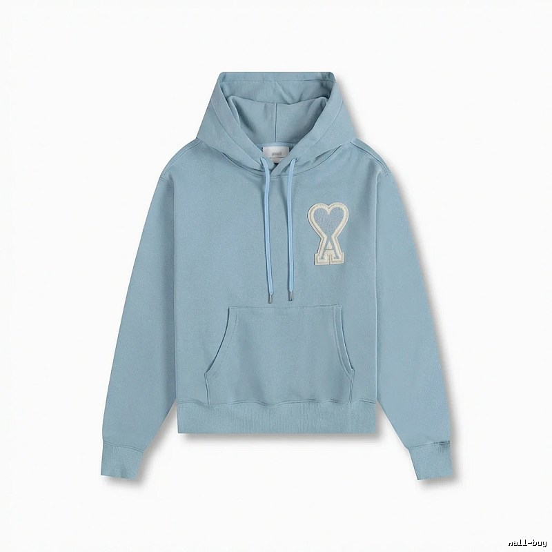 AMI Love Heart Pattern Light Blue Hoodie