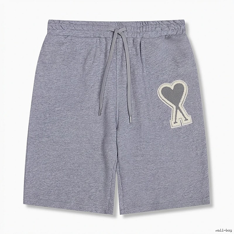 AMI Love Heart Pattern Light Gray Shorts