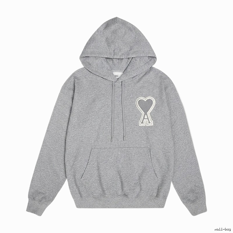 AMI Love Minimalist Style Grey Hoodie