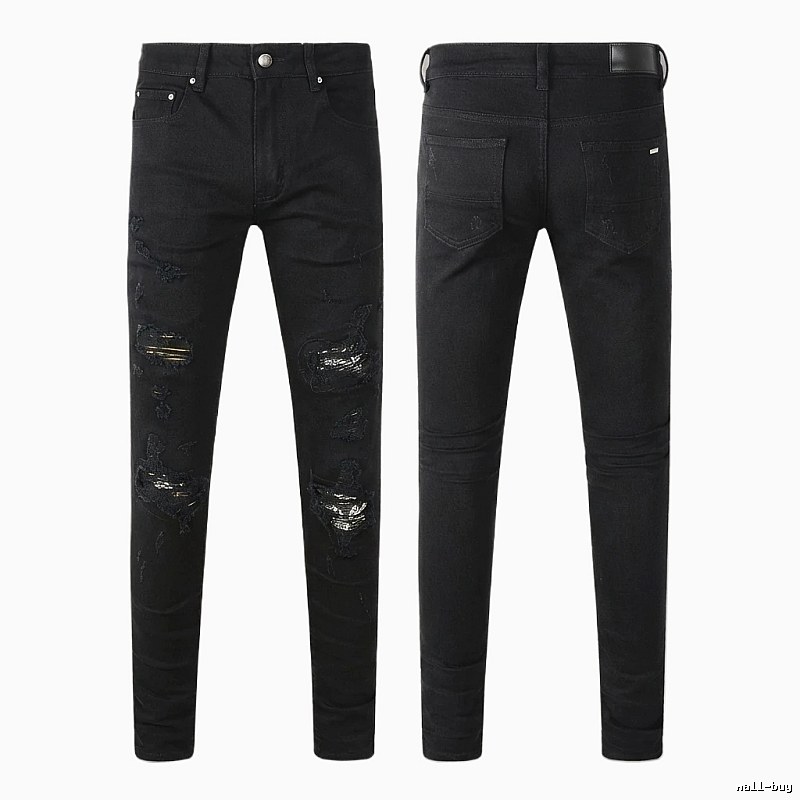 AMI Ripped Trendy Cool Black Jeans