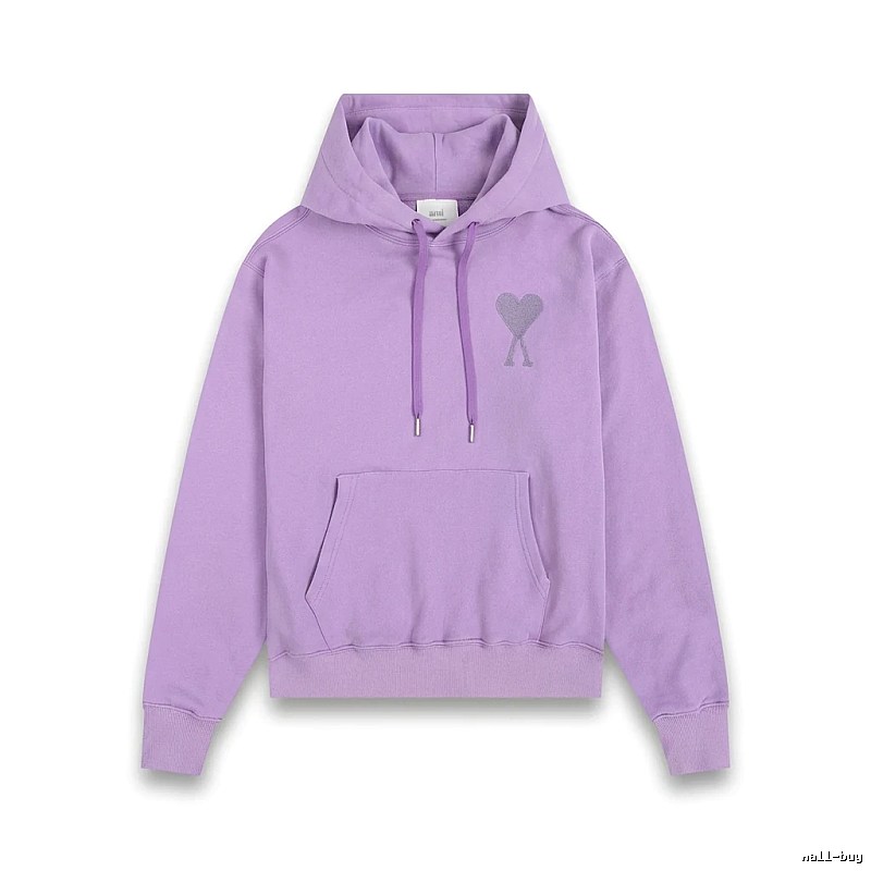 AMI series minimalist style purple hoodie