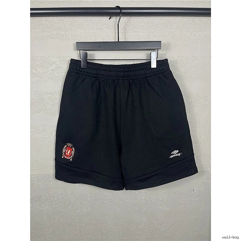 Balenciaga badge-style black shorts