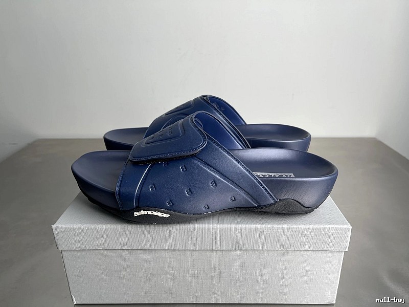 Balenciaga Classic Embossed Trendy Cool Style Navy Blue Slippers