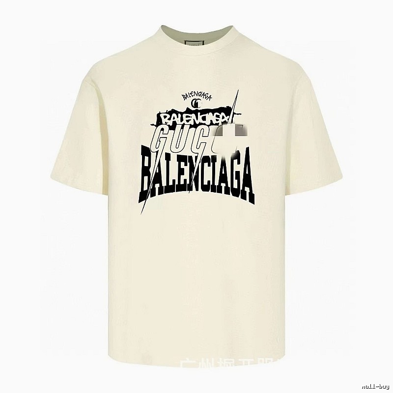 Balenciaga Co-branded Printed Street-style Off-white T-shirt