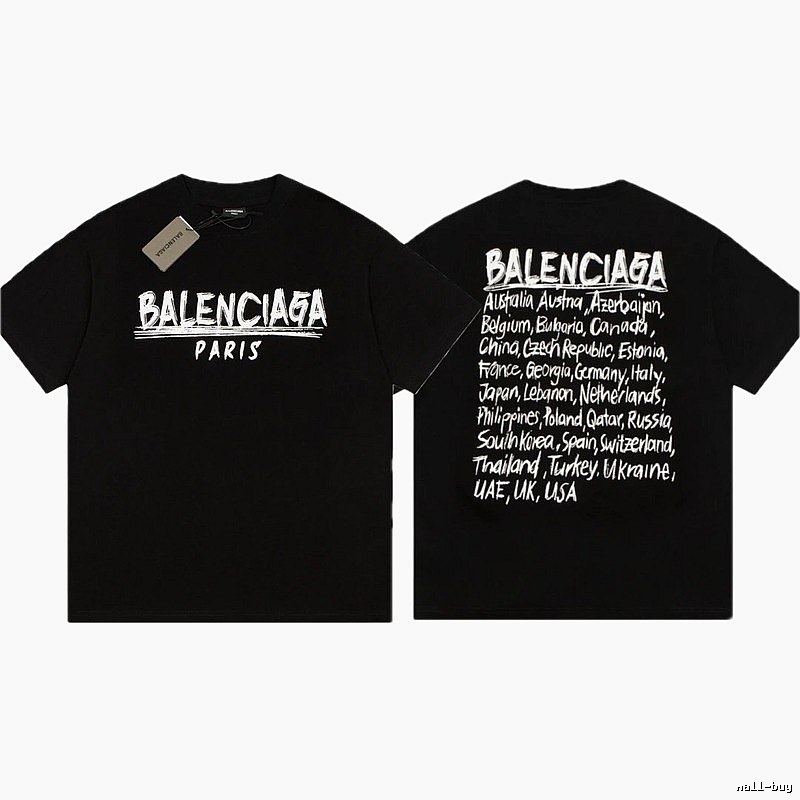 Balenciaga Graffiti Street Style Black Short Sleeve T-shirt