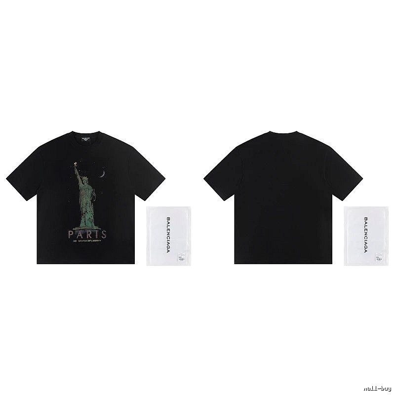 Balenciaga Vintage Style Statue of Liberty Black T-Shirt