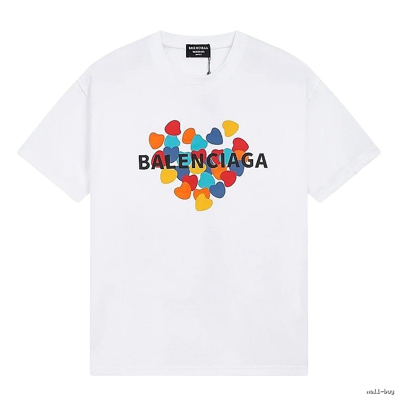Balenciaga White T-shirt with Heart Print