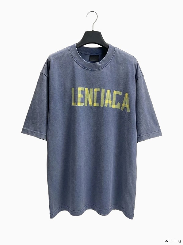 Balenciaga's alphabetic style blue T-shirt.
