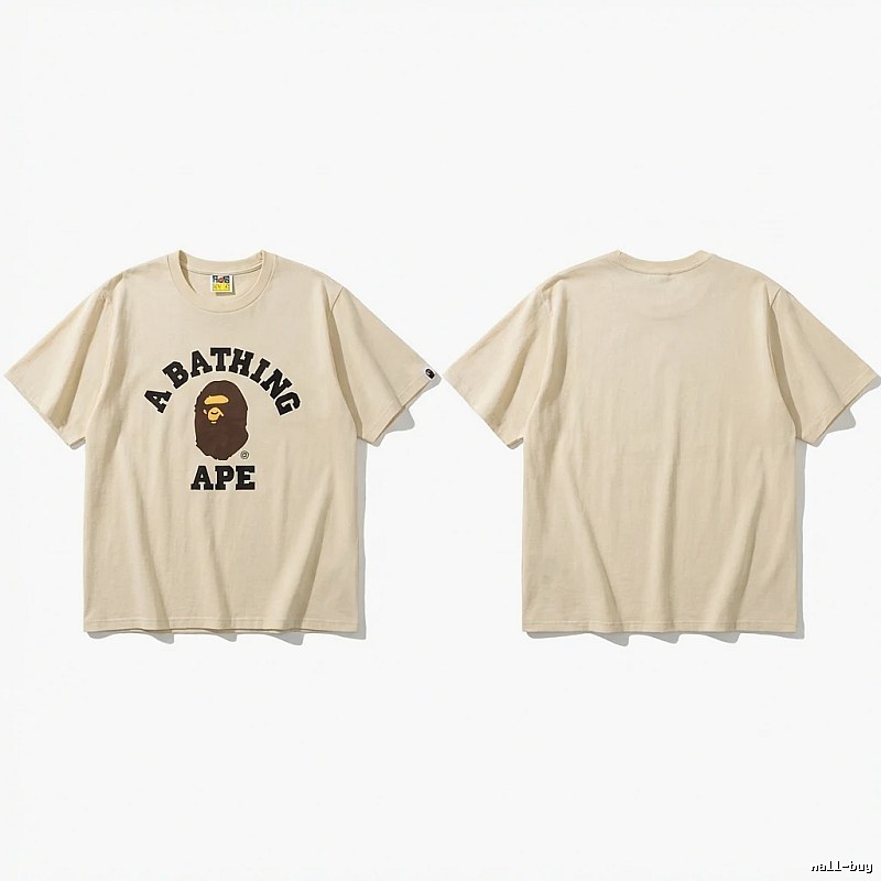 Bape Ape Head Minimalist Style Beige T-shirt