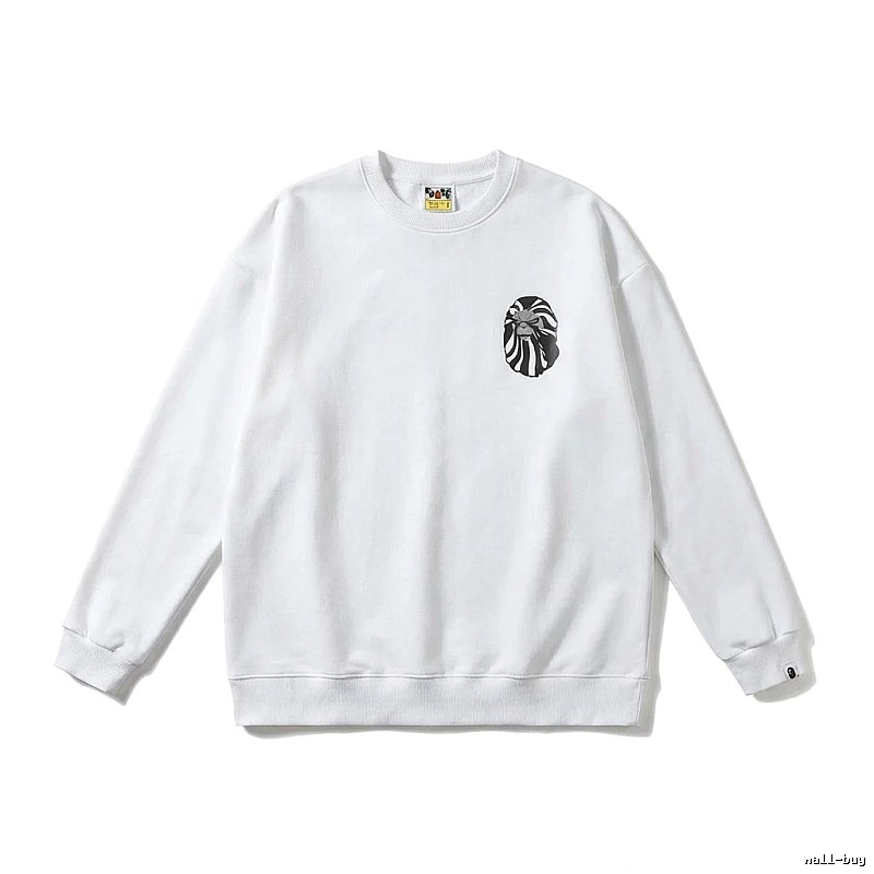 Bape Ape Head Minimalist Style White Sweatshirt