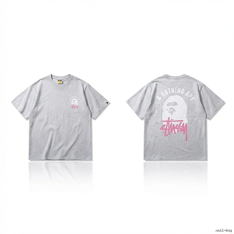 Bape Ape Head Trendy and Cool Style Gray T-shirt