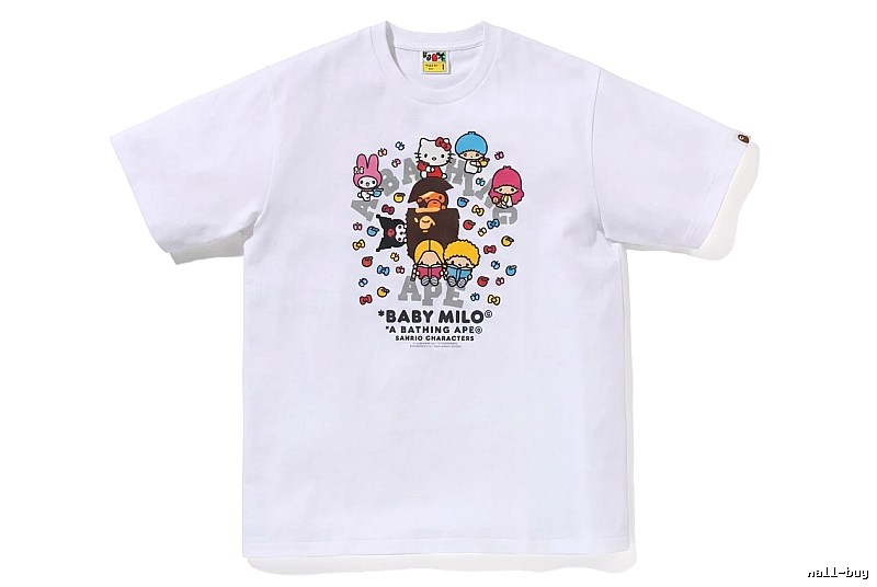 Bape cartoon - printed white T - shirt