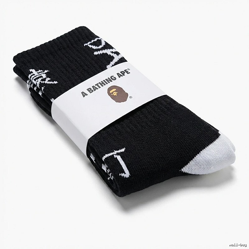 Bape letter-style black socks