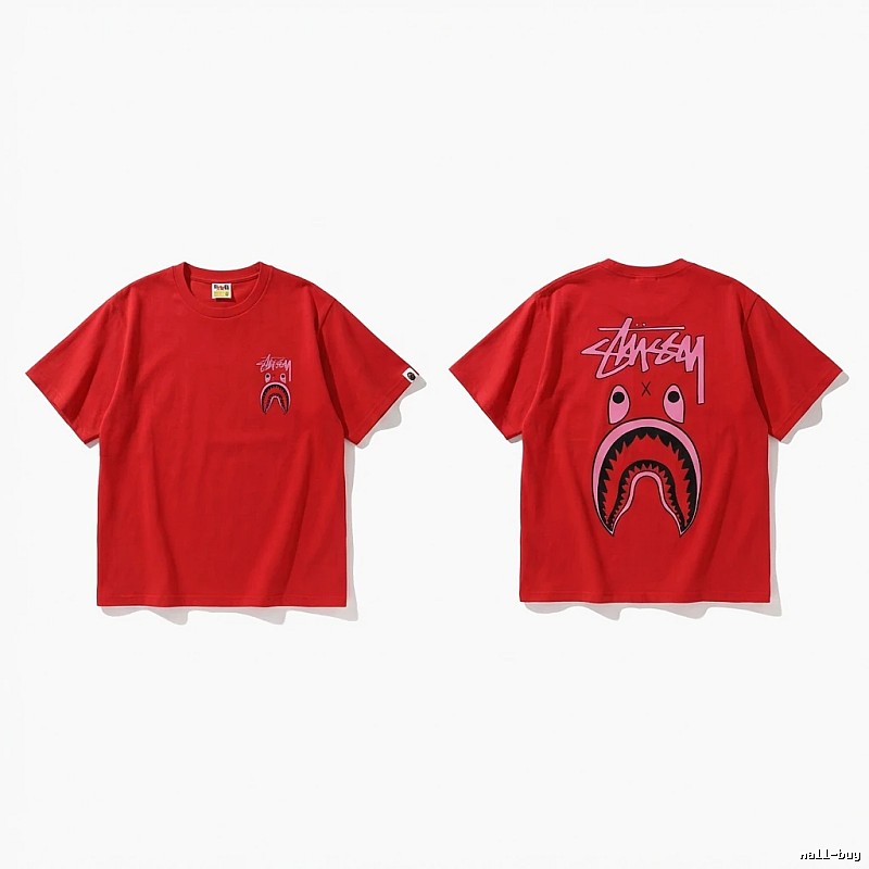 Bape Shark Series Red Trendy T - shirt.