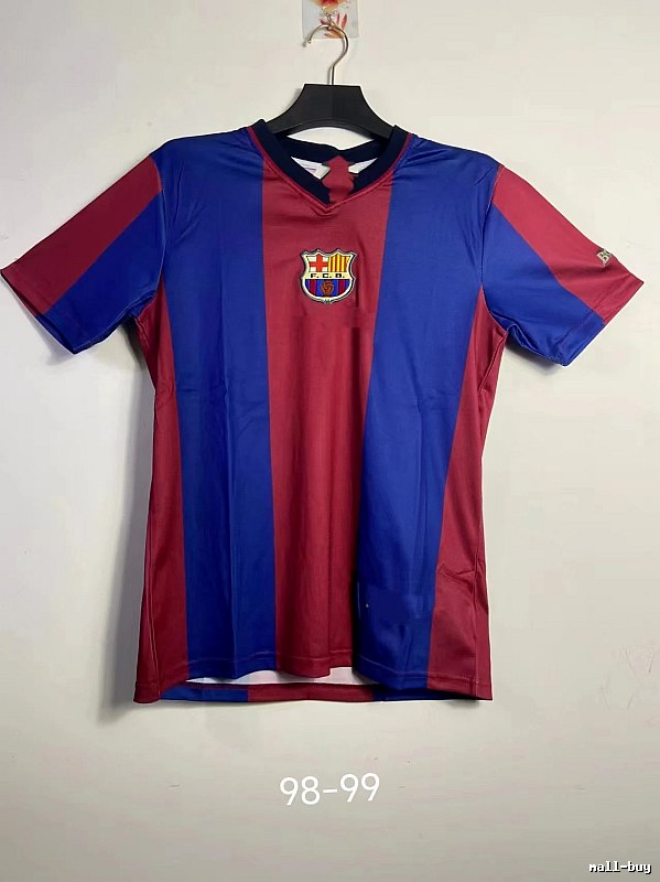 Barcelona Relaxed Retro soccer jersey Blue Red Barcelona with Designer-Inspired Detail