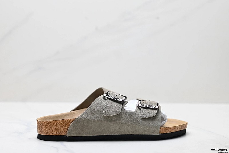 Birkenstock Classic Double-Buckle Casual Style Grey Slide Sandals