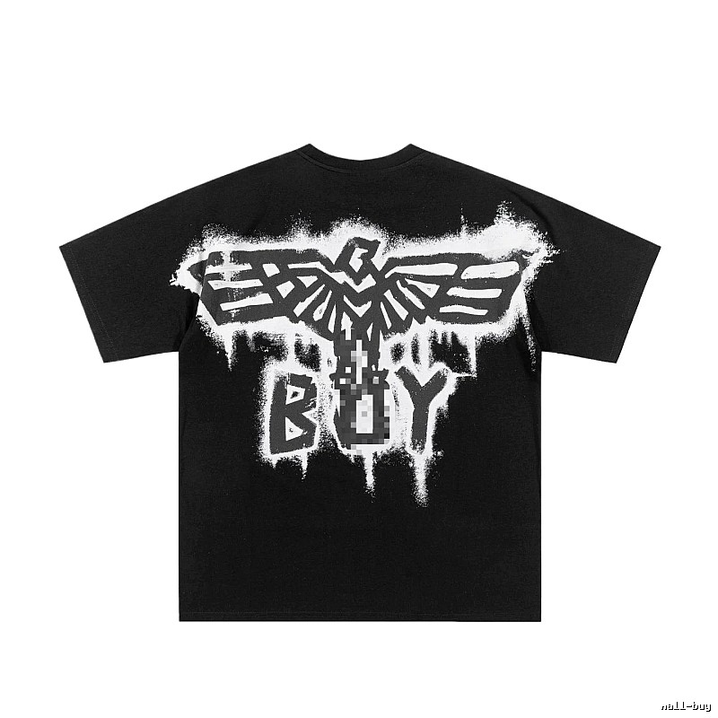 BOY Flying Eagle Graffiti Street Style Black Short-sleeve T-shirt