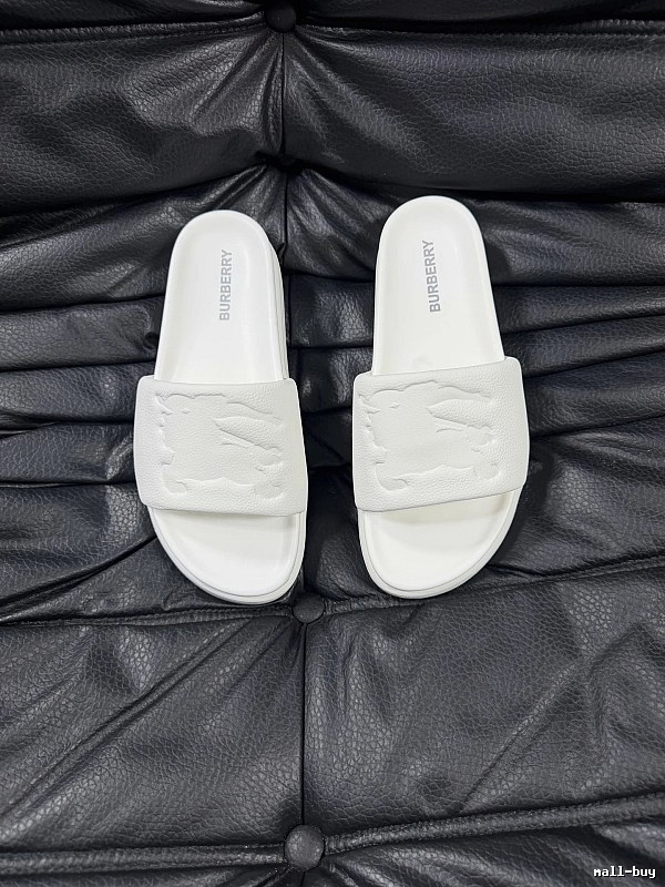 Burberry Embossed Equestrian Knight Minimalist White Slides
