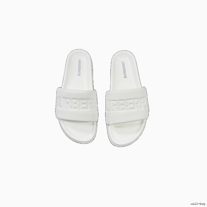 Burberry Embossed Minimalist Style White Slides