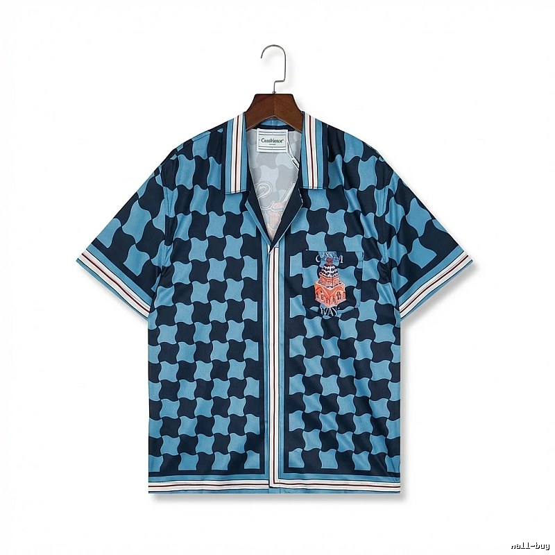 Casablanca checkered retro-style blue shirt