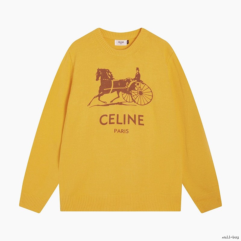 CELINE Yellow Logo Knit Sweater for Travel Packing