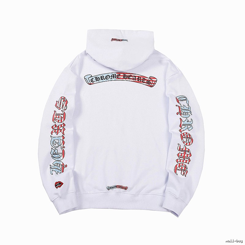 Chrome Hearts 2088-78 White Cross Graphic Hoodie Logo Detail
