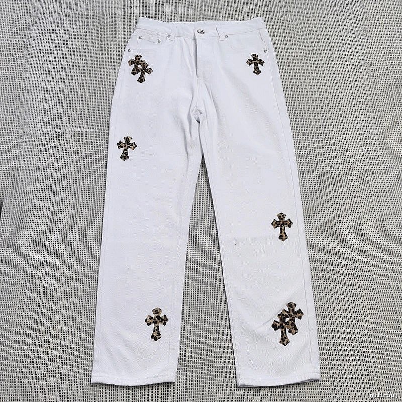 Chrome Hearts Classic Cross patch jeans White Jeans Black for Daily Styling
