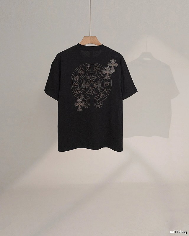 Chrome Hearts Cross Embroidered Street Style Black Short-Sleeve T-Shirt