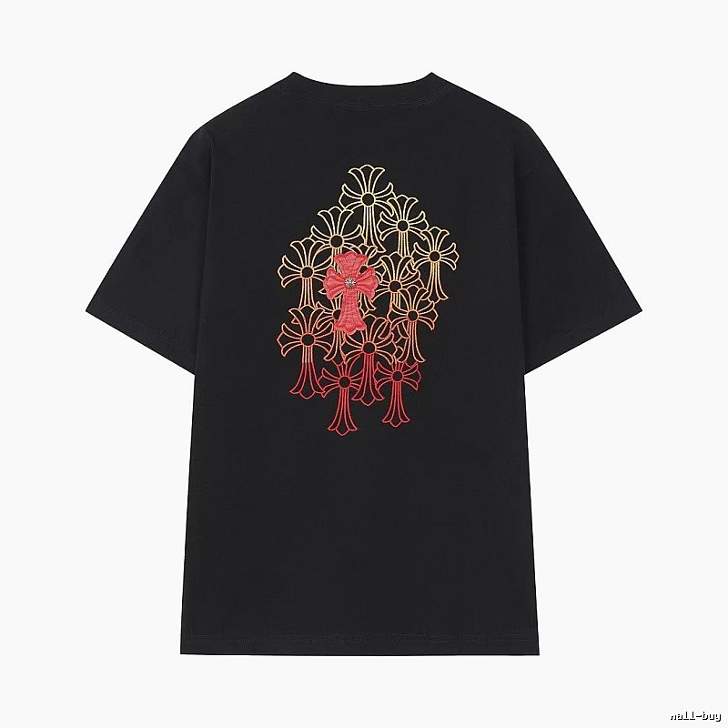 Chrome Hearts Cross Embroidered Street Style Black T-Shirt