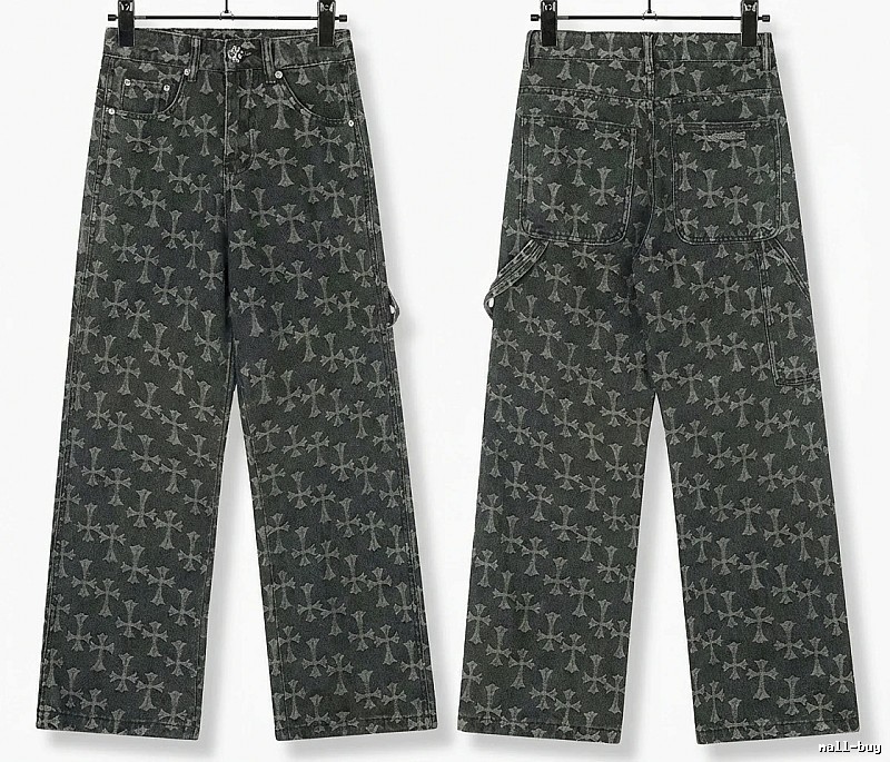 Chrome Hearts cross print black jeans