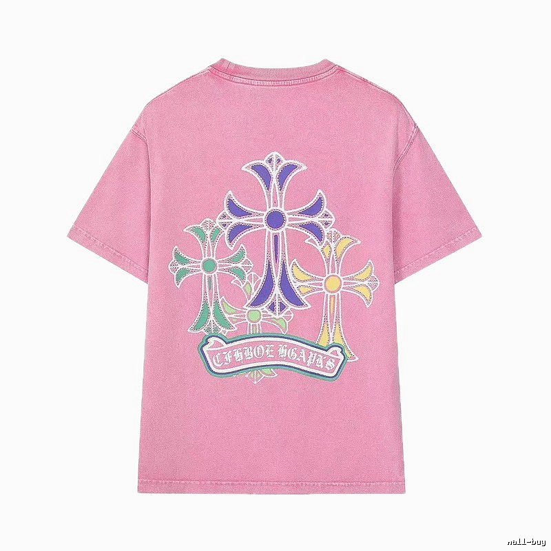 Chrome Hearts Cross Print Vintage-style Pink T-Shirt