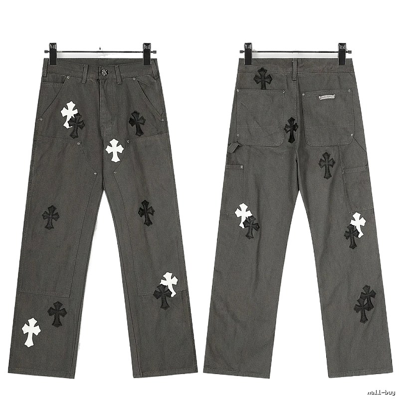 Chrome Hearts Cross Workwear Style Grey Pants
