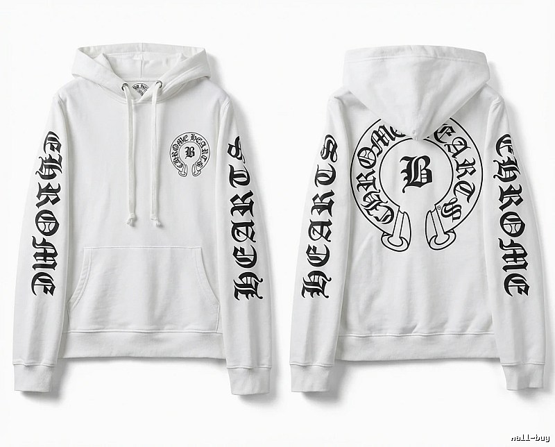 Chrome Hearts Gothic-style white hoodie
