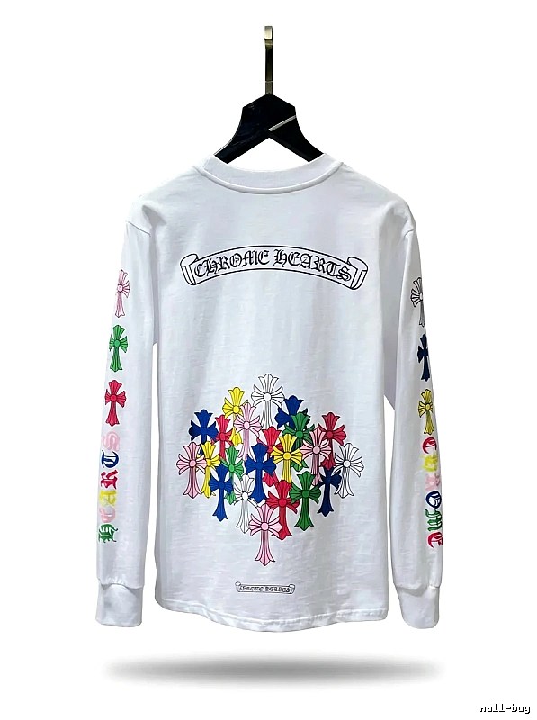 Chrome Hearts Long-sleeved White T-shirt with Colorful Print