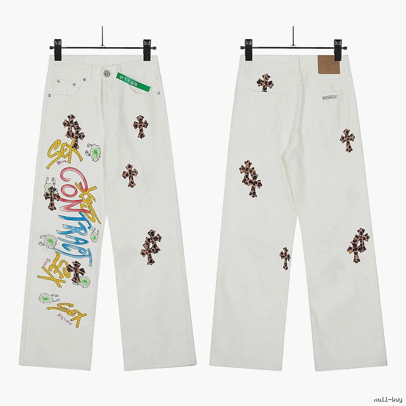 Chrome Hearts Resort Graphic jeans Light Denim Jeans for Travel Looks