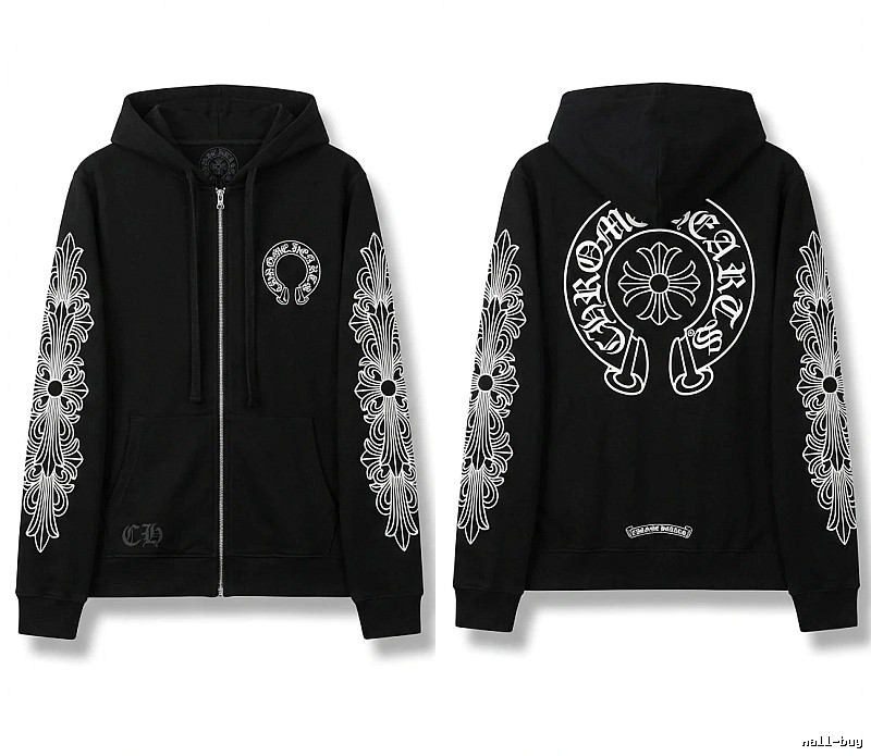 Chrome Hearts retro-style black hoodie