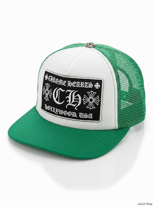 Chrome Hearts Retro Style Green and White Hat