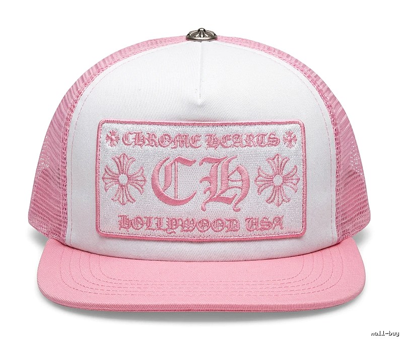 Chrome Hearts Retro Style Pink and White Hat