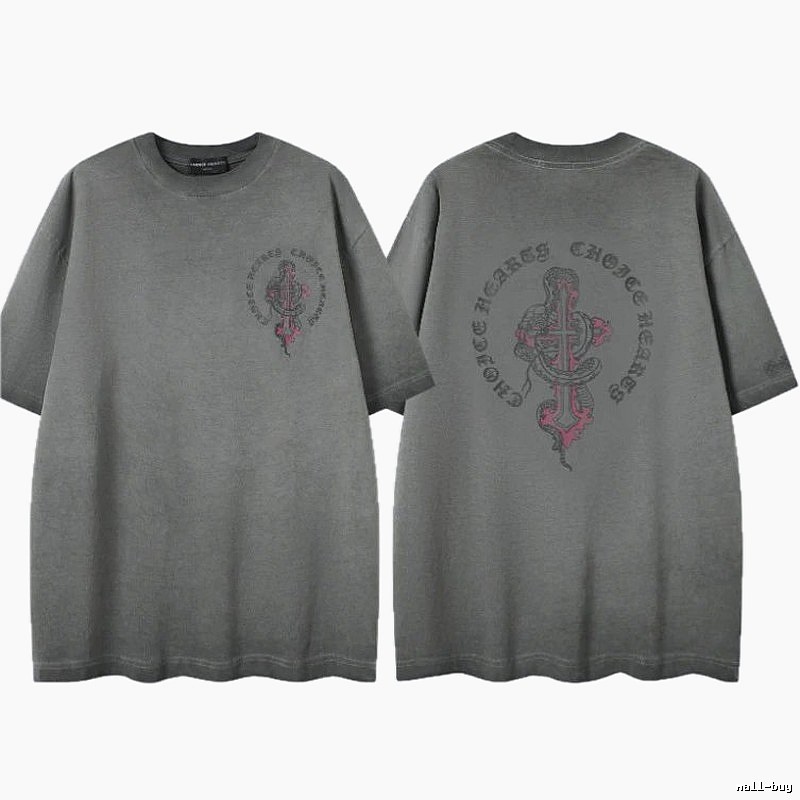 Chrome Hearts Spirit Snake Cross Vintage Smoke Grey Short-sleeve T-shirt
