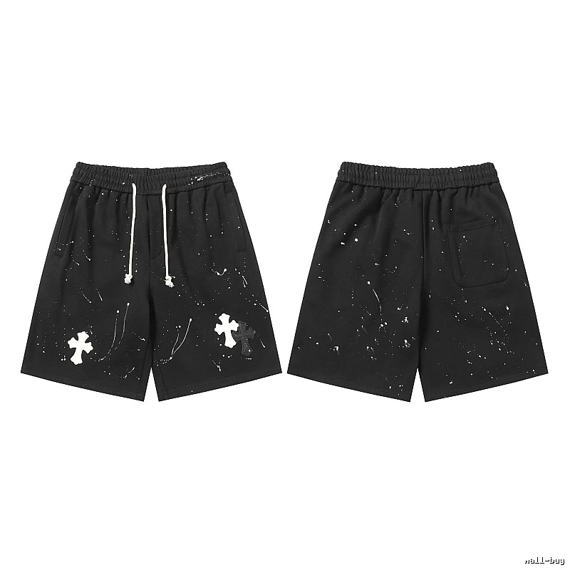 Chrome Hearts splatter - style black shorts