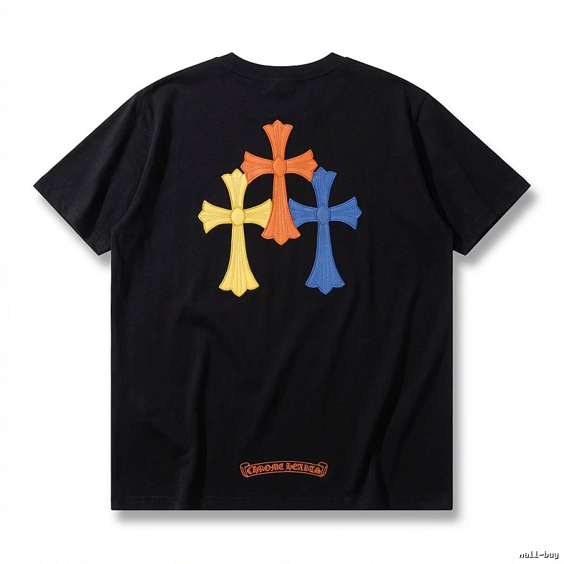 Chrome Hearts Three-color Cross Black Short-sleeve Shirt